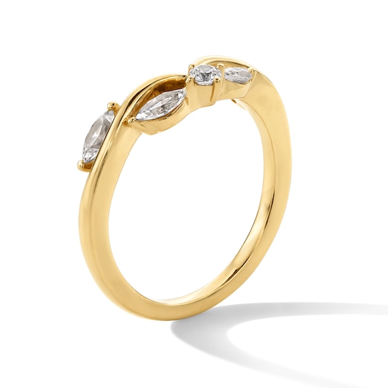 3/8 CT. T.w. Marquise and Round Certified Lab-Grown Diamond Leaf Vine Contour Band in 14K Gold (F/Vs2)