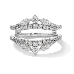 1 CT. T.W. Marquise and Round Certified Lab-Grown Diamond Double Row Contour Solitaire Enhancer in 14K White Gold