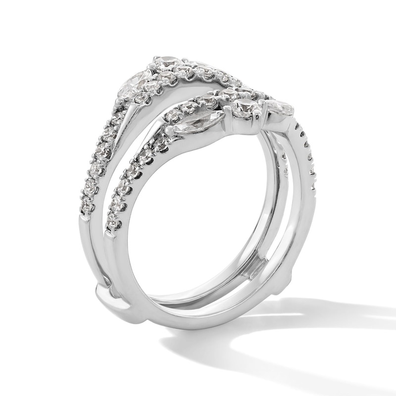Main Image 2 of 1 CT. T.W. Marquise and Round Certified Lab-Grown Diamond Double Row Contour Solitaire Enhancer in 14K White Gold