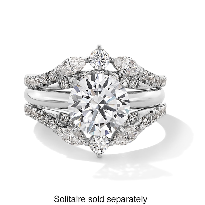Main Image 3 of 1 CT. T.W. Marquise and Round Certified Lab-Grown Diamond Double Row Contour Solitaire Enhancer in 14K White Gold