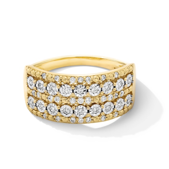 1/4 CT. T.w. Diamond Multi-Row Band in 10K Gold