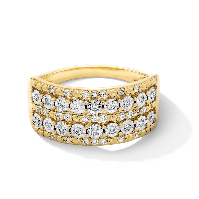 Main Image 1 of 1/4 CT. T.W. Diamond Multi-Row Band in 10K Gold