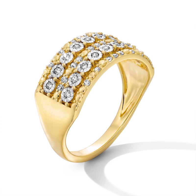 Main Image 3 of 1/4 CT. T.W. Diamond Multi-Row Band in 10K Gold