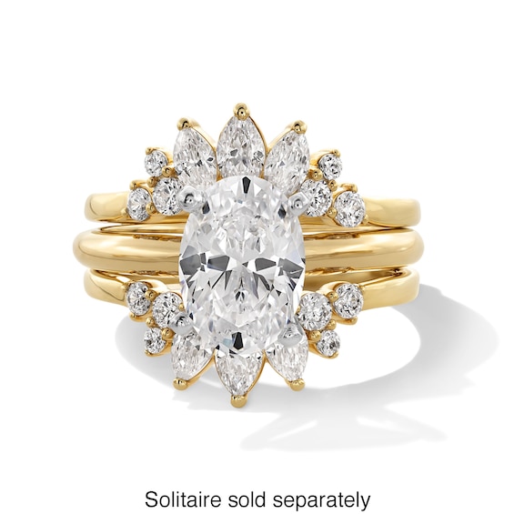 1 CT. T.w. Marquise and Round Certified Lab-Grown Diamond Crown Solitaire Enhancer in 14K Gold (F/Vs2)