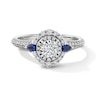 Thumbnail Image 1 of Vera Wang Love Collection 3/4 CT. T.W. Diamond and Blue Sapphire Double Frame Engagement Ring in 14K White Gold