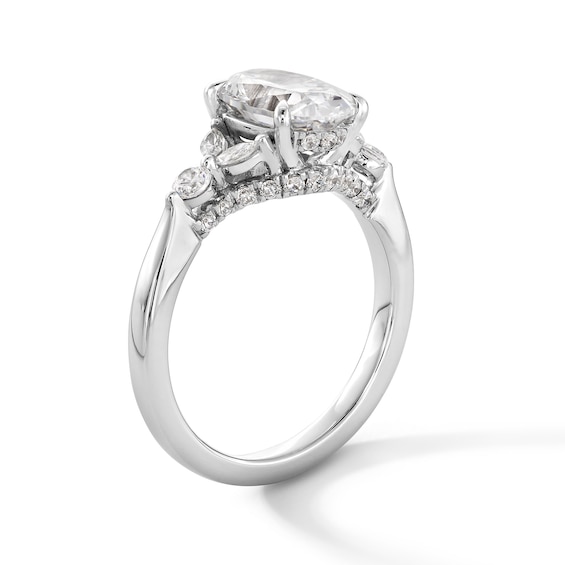 2-1/2 CT. T.w. Oval Certified Lab-Grown Diamond Leaf-Sides Engagement Ring in 14K White Gold (F/Vs2)
