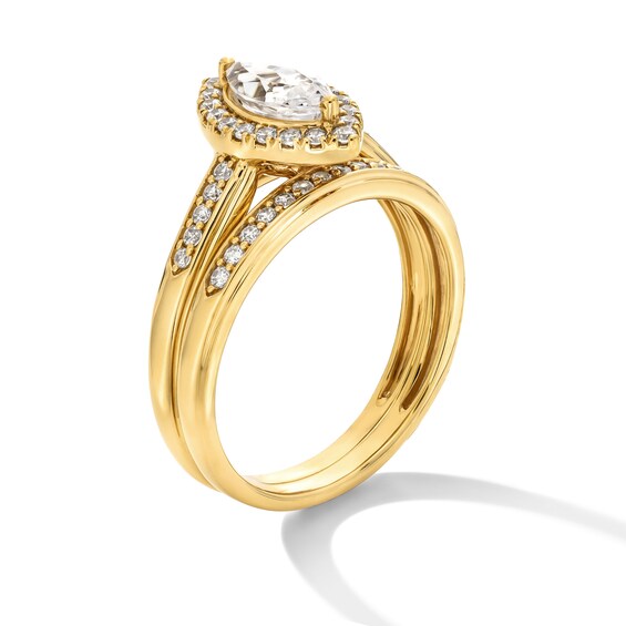 1 CT. T.w. Marquise-Cut Certified Lab-Grown Diamond Frame Wedding Ensemble in 10K Gold (F/Si2) - Size 7 and 10