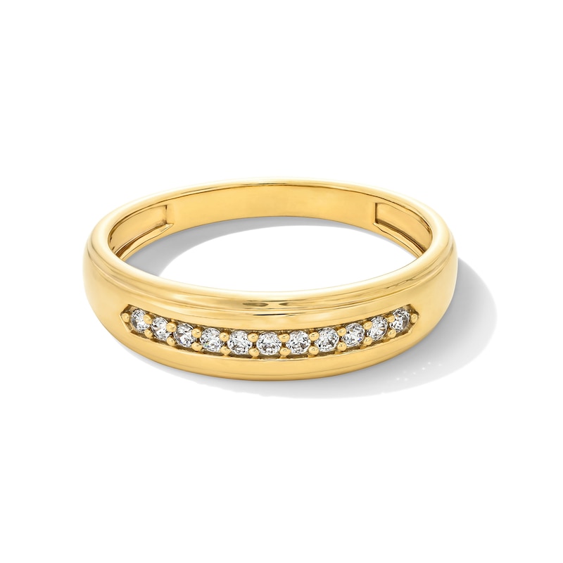 Main Image 4 of 1 CT. T.W. Oval Certified Lab-Grown Diamond Frame Wedding Ensemble in 10K Gold (F/SI2) - Size 7 and 10