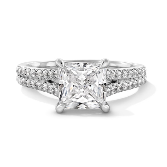 2-1/4 CT. T.w. Princess-Cut Certified Lab-Grown Diamond Split Shank Engagement Ring in 14K White Gold (F/Vs2)