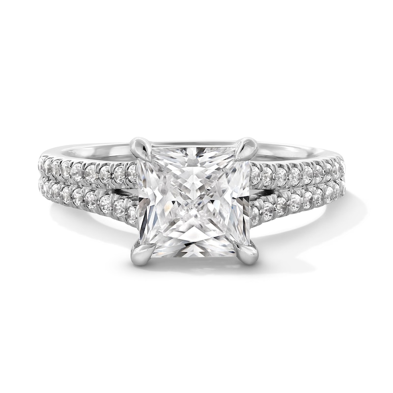 Main Image 1 of 2-1/4 CT. T.W. Princess-Cut Certified Lab-Grown Diamond Split Shank Engagement Ring in 14K White Gold (F/VS2)