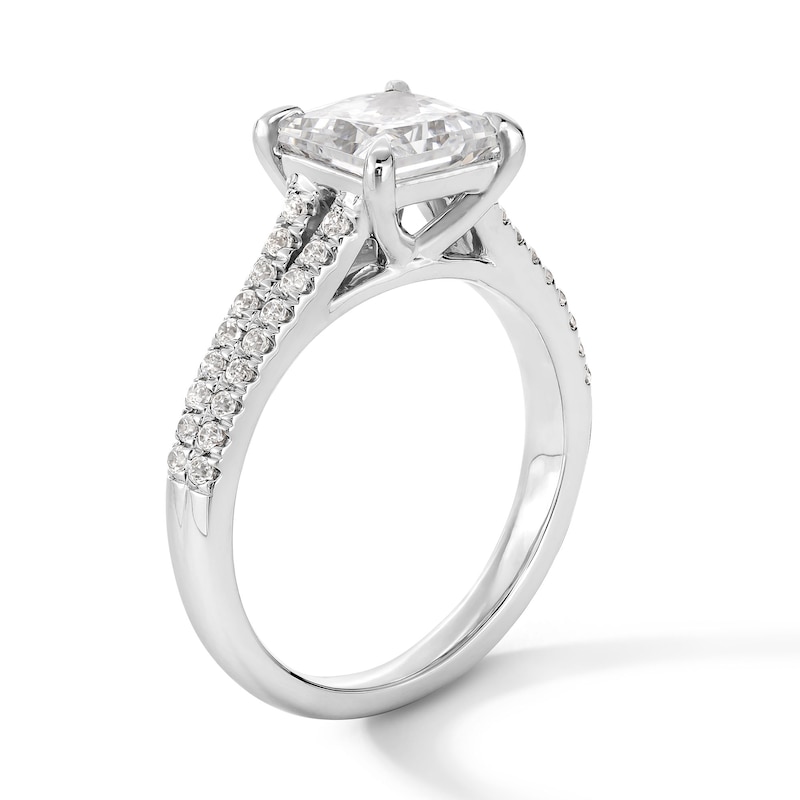 Main Image 3 of 2-1/4 CT. T.W. Princess-Cut Certified Lab-Grown Diamond Split Shank Engagement Ring in 14K White Gold (F/VS2)