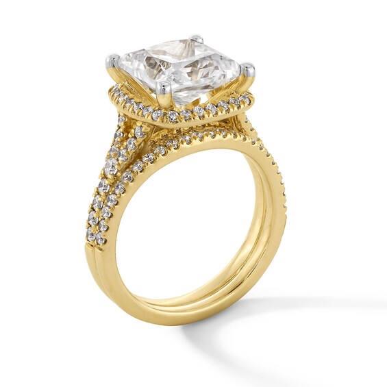 4-3/4 CT. T.w. Princess-Cut Certified Lab-Grown Diamond Cushion Frame Bridal Set in 14K Gold (F/Vs2)