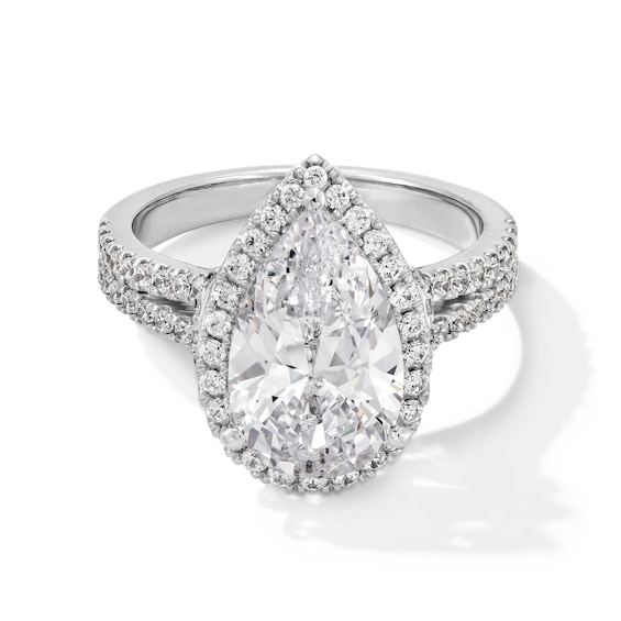 3-5/8 CT. T.w. Pear-Shaped Certified Lab-Grown Diamond Frame Split Shank Engagement Ring in 14K White Gold (F/Vs2)