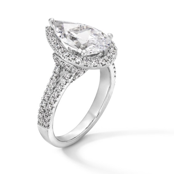 3-5/8 CT. T.w. Pear-Shaped Certified Lab-Grown Diamond Frame Split Shank Engagement Ring in 14K White Gold (F/Vs2)