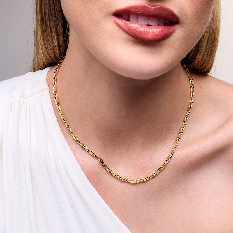 Main Image 2 of 4.0mm Bone Link Chain Necklace in Hollow 10K Gold - 18"