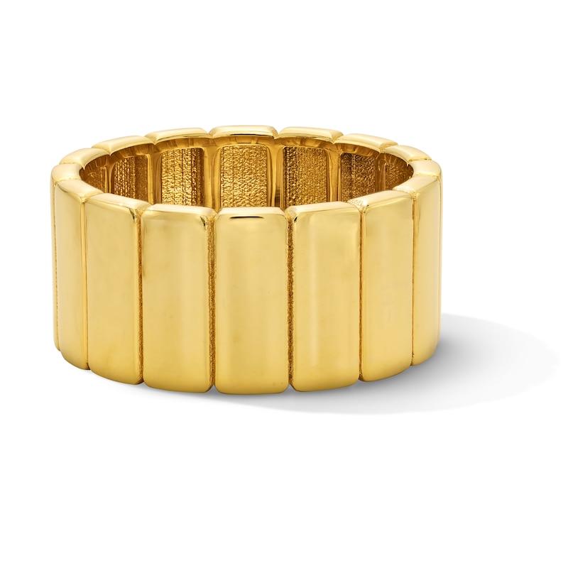 Main Image 1 of 9.8mm Ribbed Cigar Band in Solid 10K Gold - Size 7