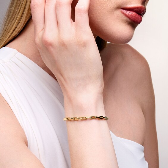 4.0mm Bone Link Chain Bracelet in Hollow 10K Gold - 7.5"