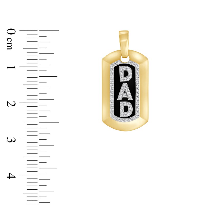 Main Image 2 of 1/5 CT. T.W. Diamond “Dad” Dog Tag Necklace Charm in 10K Gold and Black Ion Plate