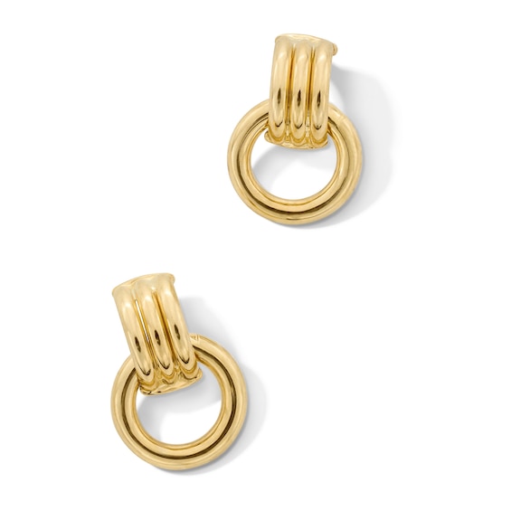Doorknocker Drop Earrings in Hollow 10K Gold
