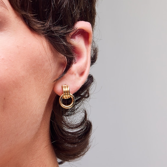 Doorknocker Drop Earrings in Hollow 10K Gold
