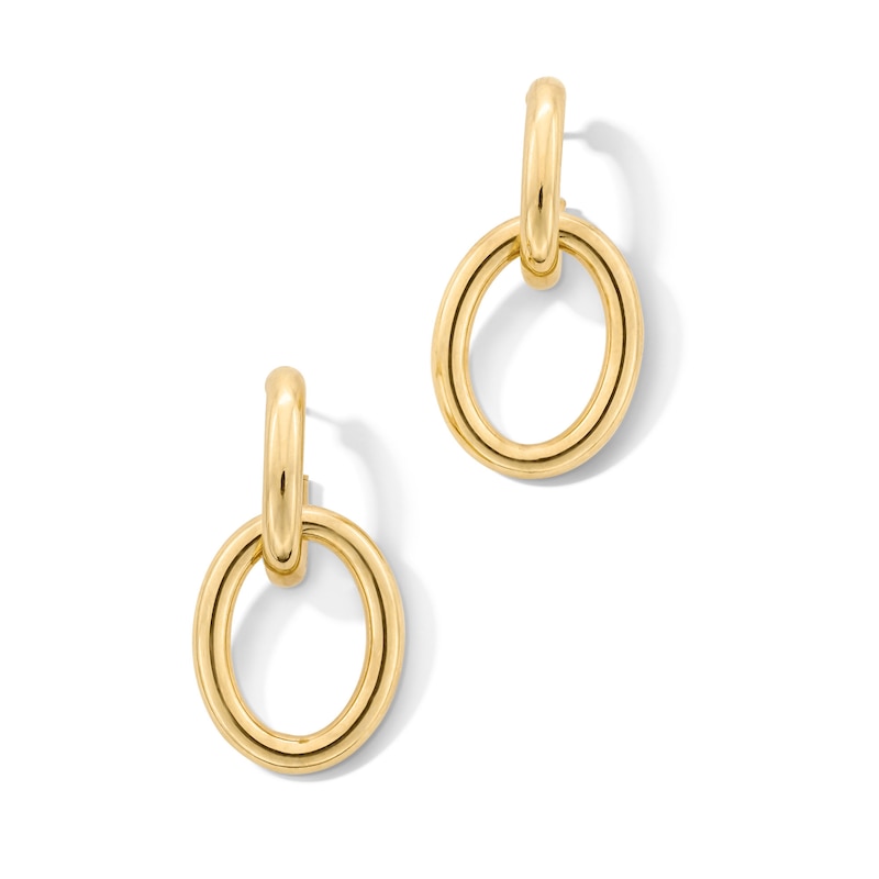 Main Image 1 of Oval Doorknocker Drop Earrings in Hollow 10K Gold