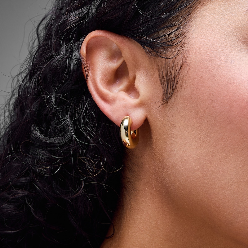 Main Image 2 of 20.0mm Tube Hoop Earrings in Hollow 10K Gold