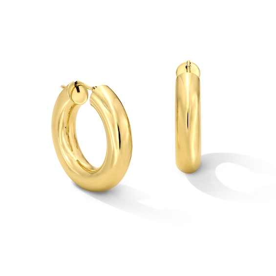 27.0mm Tube Hoop Earrings in Hollow 10K Gold