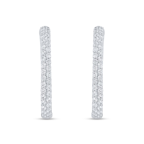 3 CT. T.w. Certified Lab-Grown Diamond Inside-Out Oval Hoop Earrings in 10K White Gold (F/Vs2)