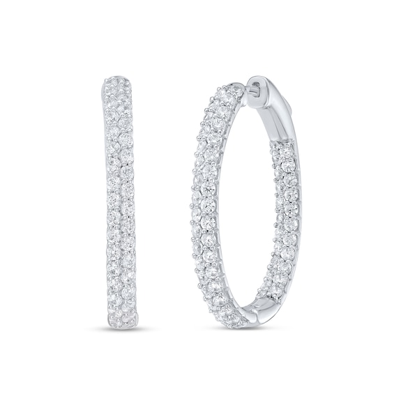 3 CT. T.w. Certified Lab-Grown Diamond Inside-Out Oval Hoop Earrings in 10K White Gold (F/Vs2)