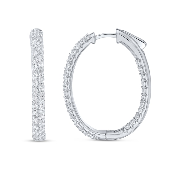 3 CT. T.w. Certified Lab-Grown Diamond Inside-Out Oval Hoop Earrings in 10K White Gold (F/Vs2)