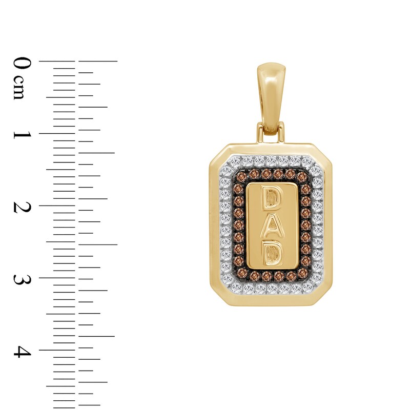 Main Image 2 of 3/4 CT. T.W. Champagne and White Diamond “Dad” Octagonal Necklace Charm in 10K Gold