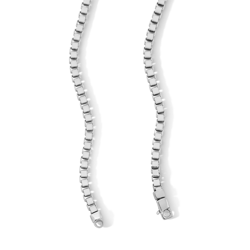 Main Image 2 of 4.0mm Diamond-Cut Box Chain Necklace in Solid Sterling Silver - 22”