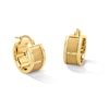 Thumbnail Image 1 of 15.0mm Polished and Satin Square Tube Hoop Earrings in Hollow 10K Gold
