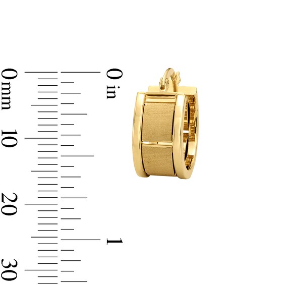 15.0mm Polished and Satin Square Tube Hoop Earrings in Hollow 10K Gold