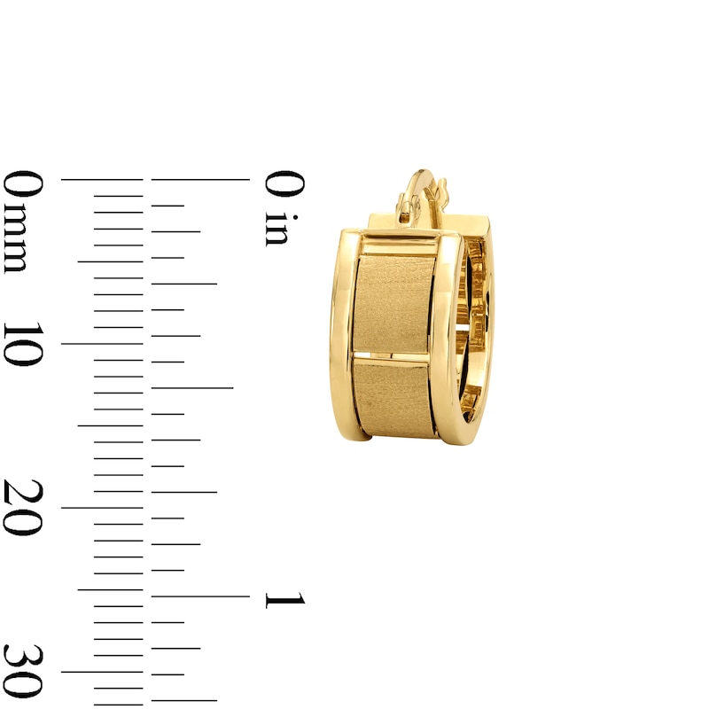 Main Image 2 of 15.0mm Polished and Satin Square Tube Hoop Earrings in Hollow 10K Gold