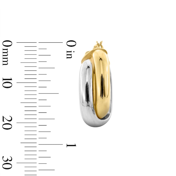 24.0mm Crossover Square Hoop Earrings in Hollow 10K Two-Tone Gold