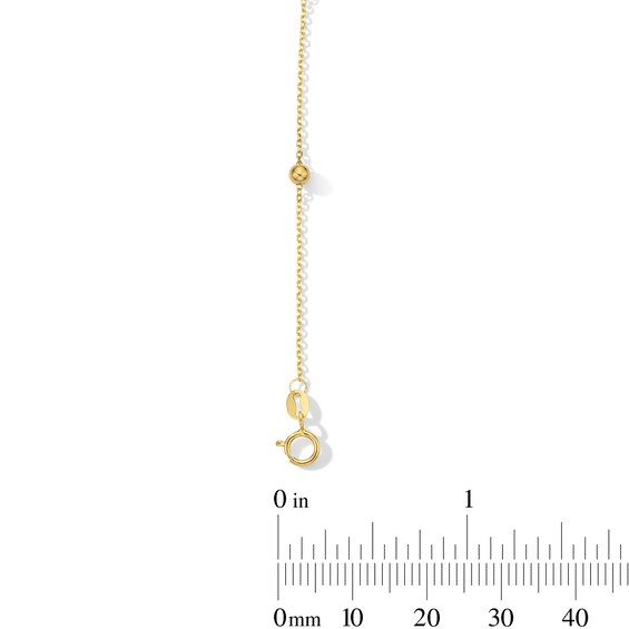 3.0mm Bead Station Anklet in Hollow 10K Gold - 10"