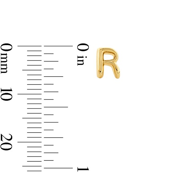 Bubble Letter "R" Initial Stud Earrings in 14K Gold