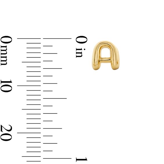 Bubble Letter "A" Initial Stud Earrings in 14K Gold