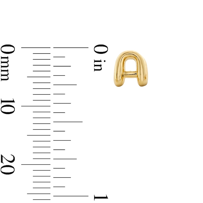 Main Image 3 of Bubble Letter "A" Initial Stud Earrings in 14K Gold