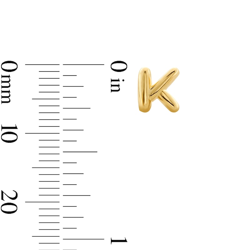 Main Image 3 of Bubble Letter "K" Initial Stud Earrings in 14K Gold