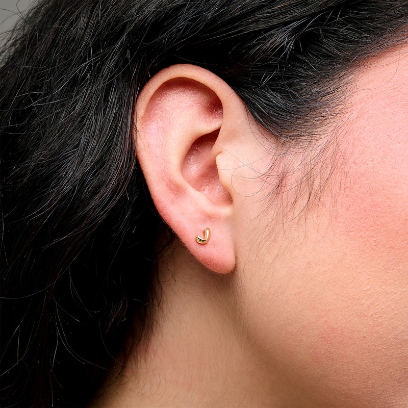 Main Image 2 of Bubble Letter "J" Initial Stud Earrings in 14K Gold