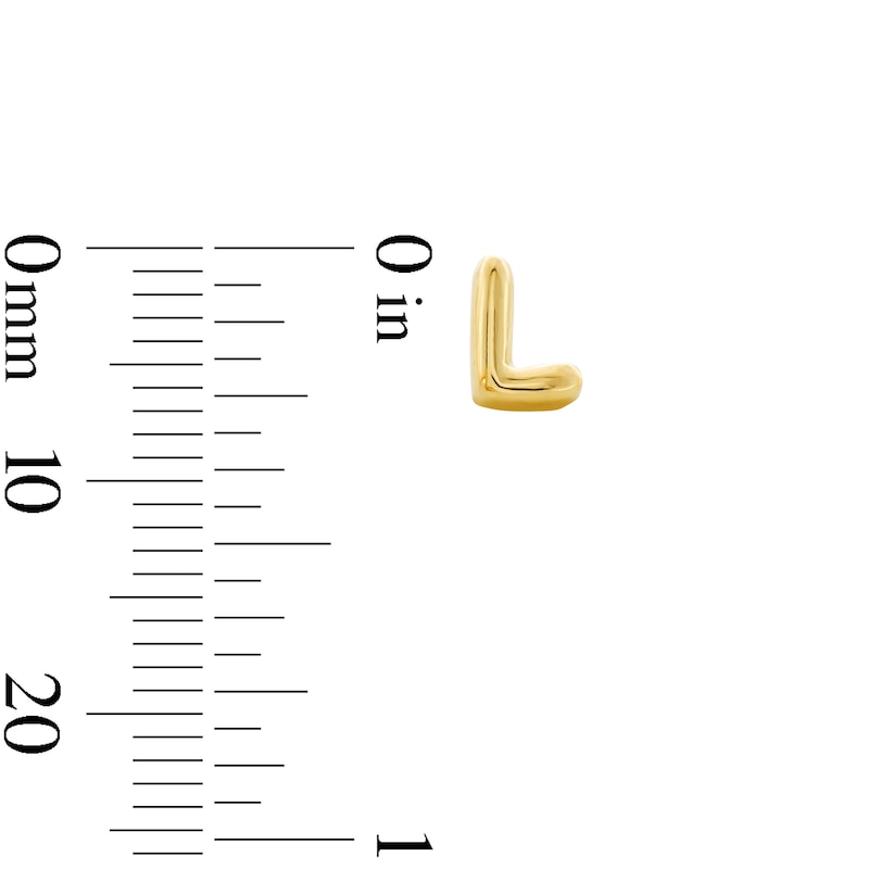 Main Image 3 of Bubble Letter &quot;L&quot; Initial Stud Earrings in 14K Gold
