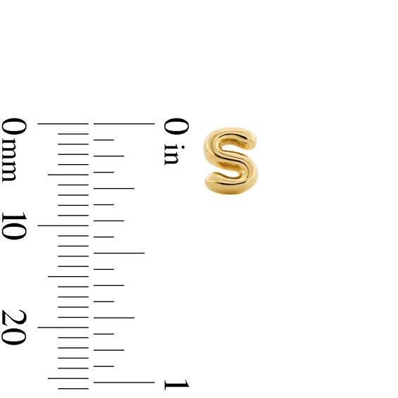 Bubble Letter "S" Initial Stud Earrings in 14K Gold