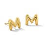 Thumbnail Image 1 of Bubble Letter "M" Initial Stud Earrings in 14K Gold