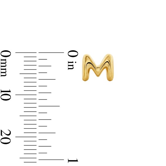 Bubble Letter "M" Initial Stud Earrings in 14K Gold