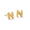 Thumbnail Image 1 of Bubble Letter "N" Initial Stud Earrings in 14K Gold