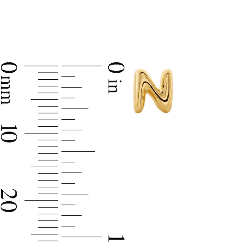 Main Image 3 of Bubble Letter "N" Initial Stud Earrings in 14K Gold