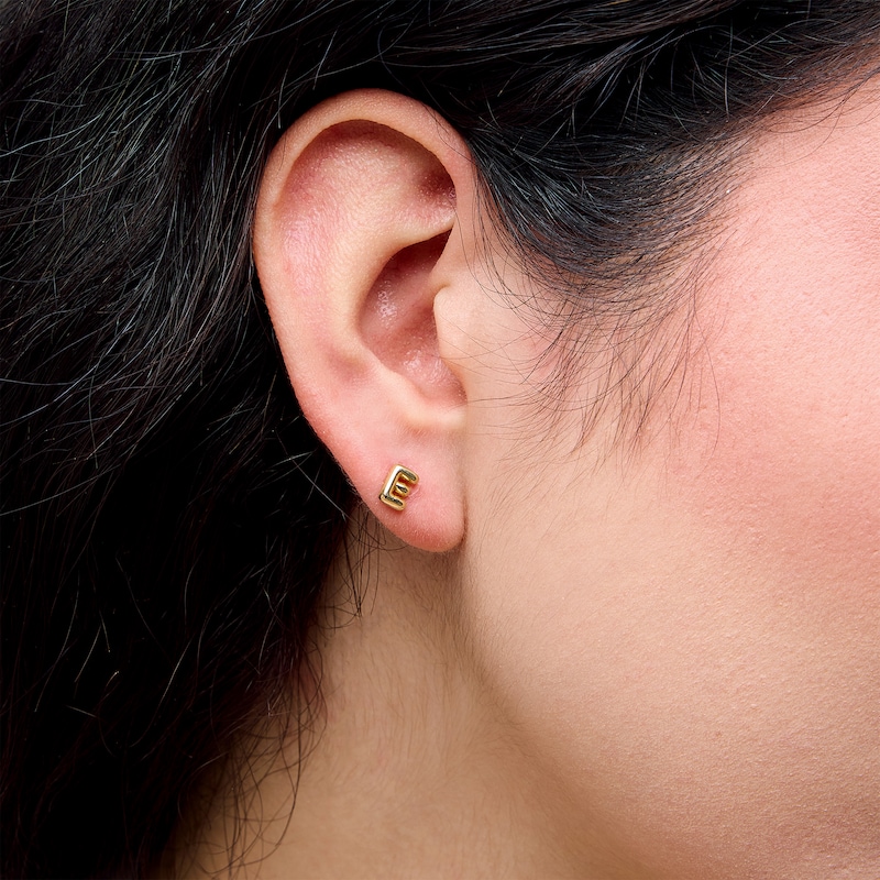 Main Image 2 of Bubble Letter "E" Initial Stud Earrings in 14K Gold