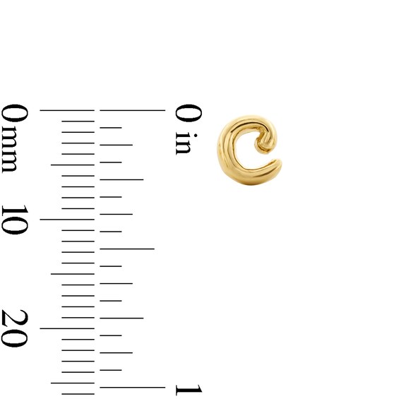 Bubble Letter "C" Initial Stud Earrings in 14K Gold